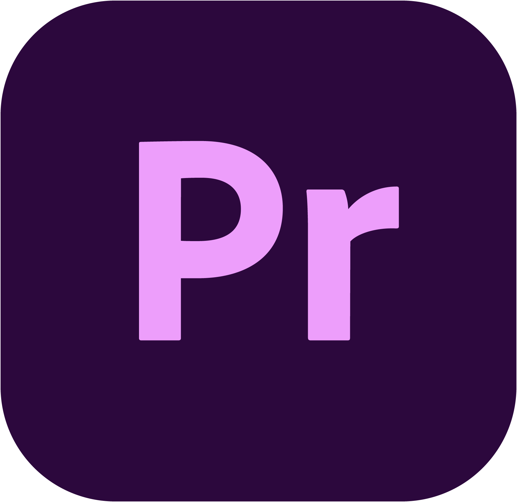 Adobe Premiere Pro logo, der afspejler at jeg har færdigheder jeg har inden for redigeringsprogrammet Adobe Premiere Pro